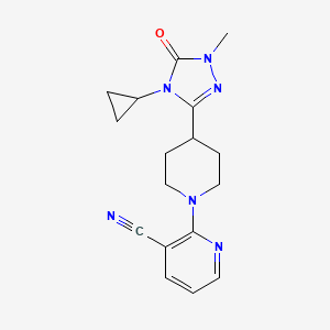 molecular formula C17H20N6O B12227736 2-[4-(4-cyclopropyl-1-methyl-5-oxo-4,5-dihydro-1H-1,2,4-triazol-3-yl)piperidin-1-yl]pyridine-3-carbonitrile 