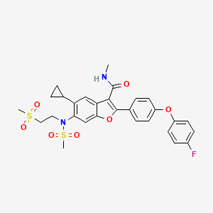 5-Cyclopropyl-2-(4-(4-fluorophenoxy)phenyl)-n-methyl-6-(n-(2-(methylsulfonyl)ethyl)methylsulfonamido)benzofuran-3-carboxamide