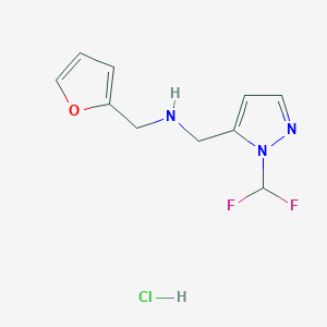 molecular formula C10H12ClF2N3O B12227813 1-[1-(difluoromethyl)-1H-pyrazol-5-yl]-N-(2-furylmethyl)methanamine 