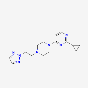 molecular formula C16H23N7 B12227840 2-cyclopropyl-4-methyl-6-{4-[2-(2H-1,2,3-triazol-2-yl)ethyl]piperazin-1-yl}pyrimidine 