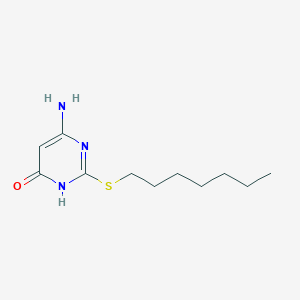 molecular formula C11H19N3OS B12227881 6-Amino-2-(heptylsulfanyl)pyrimidin-4-ol 