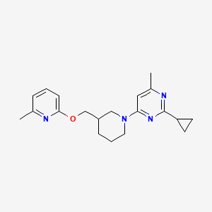 molecular formula C20H26N4O B12227975 2-Cyclopropyl-4-methyl-6-(3-{[(6-methylpyridin-2-yl)oxy]methyl}piperidin-1-yl)pyrimidine 