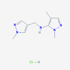 2,4-dimethyl-N-[(1-methylpyrazol-4-yl)methyl]pyrazol-3-amine;hydrochloride