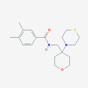 3,4-dimethyl-N-{[4-(thiomorpholin-4-yl)oxan-4-yl]methyl}benzamide