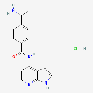 molecular formula C16H17ClN4O B12228013 4-(1-aminoethyl)-N-(1H-pyrrolo[2,3-b]pyridin-4-yl)benzamide;hydrochloride 