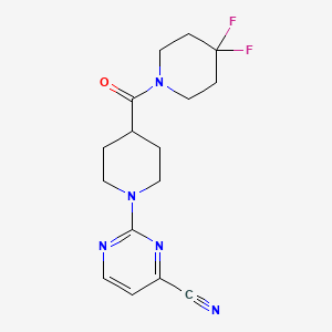 2-[4-(4,4-Difluoropiperidine-1-carbonyl)piperidin-1-yl]pyrimidine-4-carbonitrile