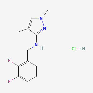 molecular formula C12H14ClF2N3 B12228126 N-[(2,3-difluorophenyl)methyl]-1,4-dimethylpyrazol-3-amine;hydrochloride 