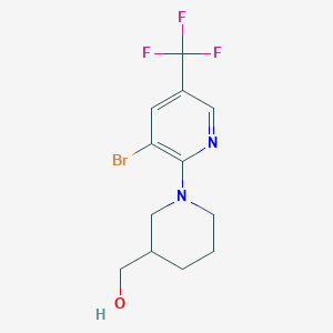 molecular formula C12H14BrF3N2O B12228134 {1-[3-Bromo-5-(trifluoromethyl)pyridin-2-yl]piperidin-3-yl}methanol 