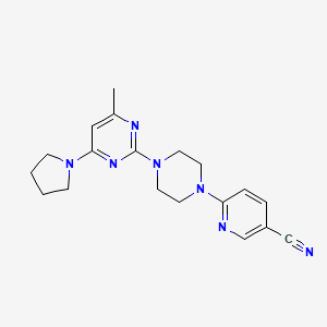 molecular formula C19H23N7 B12228149 6-{4-[4-Methyl-6-(pyrrolidin-1-yl)pyrimidin-2-yl]piperazin-1-yl}pyridine-3-carbonitrile 