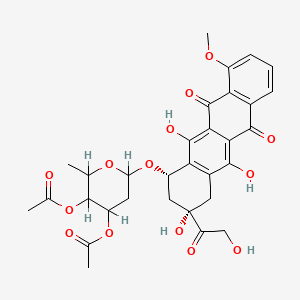 molecular formula C31H32O14 B1222815 [3-acetyloxy-2-methyl-6-[[(1S,3S)-3,5,12-trihydroxy-3-(2-hydroxyacetyl)-10-methoxy-6,11-dioxo-2,4-dihydro-1H-tetracen-1-yl]oxy]oxan-4-yl] acetate CAS No. 73113-92-5