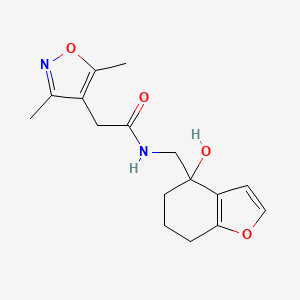 2-(3,5-dimethyl-1,2-oxazol-4-yl)-N-[(4-hydroxy-4,5,6,7-tetrahydro-1-benzofuran-4-yl)methyl]acetamide