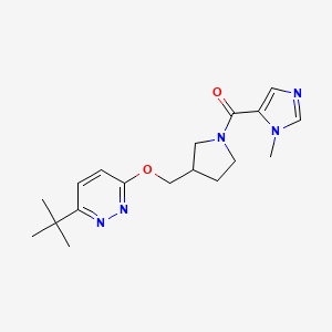 molecular formula C18H25N5O2 B12228218 3-tert-butyl-6-{[1-(1-methyl-1H-imidazole-5-carbonyl)pyrrolidin-3-yl]methoxy}pyridazine 