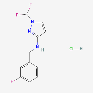 molecular formula C11H11ClF3N3 B12228281 1-(difluoromethyl)-N-[(3-fluorophenyl)methyl]pyrazol-3-amine;hydrochloride 