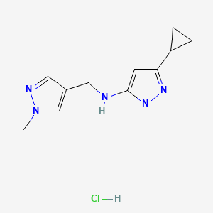 5-cyclopropyl-2-methyl-N-[(1-methylpyrazol-4-yl)methyl]pyrazol-3-amine;hydrochloride