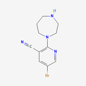 molecular formula C11H13BrN4 B12228319 5-Bromo-2-(1,4-diazepan-1-yl)pyridine-3-carbonitrile 