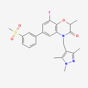 8-Fluoro-2-methyl-6-(3-methylsulfonylphenyl)-4-[(1,3,5-trimethylpyrazol-4-yl)methyl]-1,4-benzoxazin-3-one