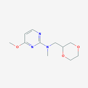 molecular formula C11H17N3O3 B12228365 N-[(1,4-dioxan-2-yl)methyl]-4-methoxy-N-methylpyrimidin-2-amine 