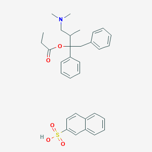 molecular formula C32H37NO5S B1222849 2-Naphthalenesulfonic acid propanoic acid [4-(dimethylamino)-3-methyl-1,2-diphenylbutan-2-yl] ester 