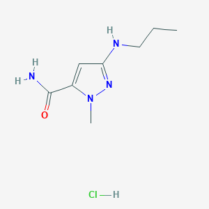 molecular formula C8H15ClN4O B12228499 2-Methyl-5-(propylamino)pyrazole-3-carboxamide;hydrochloride 