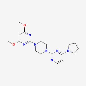 molecular formula C18H25N7O2 B12228500 2-[4-(4,6-Dimethoxypyrimidin-2-yl)piperazin-1-yl]-4-(pyrrolidin-1-yl)pyrimidine 