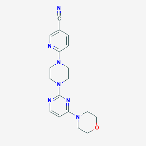 molecular formula C18H21N7O B12228513 6-{4-[4-(Morpholin-4-yl)pyrimidin-2-yl]piperazin-1-yl}pyridine-3-carbonitrile 