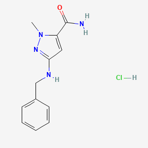 molecular formula C12H15ClN4O B12228545 5-(Benzylamino)-2-methylpyrazole-3-carboxamide;hydrochloride 