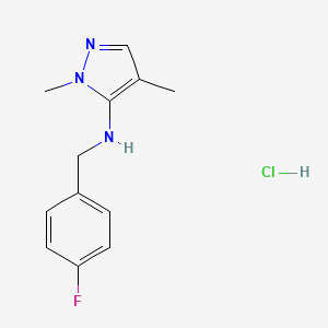 N-[(4-fluorophenyl)methyl]-2,4-dimethylpyrazol-3-amine;hydrochloride