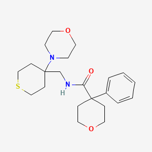 molecular formula C22H32N2O3S B12228644 N-{[4-(morpholin-4-yl)thian-4-yl]methyl}-4-phenyloxane-4-carboxamide 