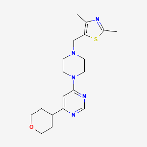 molecular formula C19H27N5OS B12228646 4-{4-[(2,4-Dimethyl-1,3-thiazol-5-yl)methyl]piperazin-1-yl}-6-(oxan-4-yl)pyrimidine 