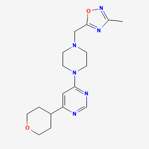 4-{4-[(3-Methyl-1,2,4-oxadiazol-5-yl)methyl]piperazin-1-yl}-6-(oxan-4-yl)pyrimidine