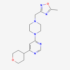 4-{4-[(5-Methyl-1,2,4-oxadiazol-3-yl)methyl]piperazin-1-yl}-6-(oxan-4-yl)pyrimidine