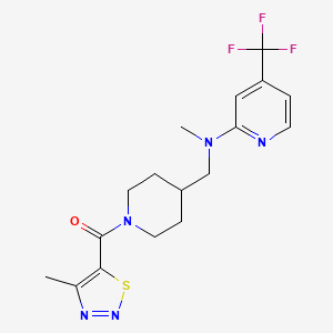 molecular formula C17H20F3N5OS B12228727 N-methyl-N-{[1-(4-methyl-1,2,3-thiadiazole-5-carbonyl)piperidin-4-yl]methyl}-4-(trifluoromethyl)pyridin-2-amine 