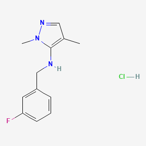 molecular formula C12H15ClFN3 B12228735 N-[(3-fluorophenyl)methyl]-2,4-dimethylpyrazol-3-amine;hydrochloride 