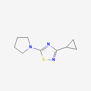 molecular formula C9H13N3S B12228767 3-Cyclopropyl-5-(pyrrolidin-1-yl)-1,2,4-thiadiazole 