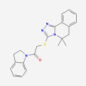 molecular formula C22H22N4OS B1222879 1-(2,3-二氢吲哚-1-基)-2-[(5,5-二甲基-6H-[1,2,4]三唑并[3,4-a]异喹啉-3-基)硫代]乙酮 