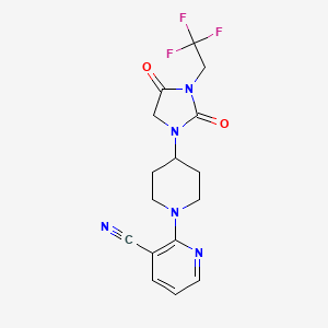 molecular formula C16H16F3N5O2 B12228807 2-{4-[2,4-Dioxo-3-(2,2,2-trifluoroethyl)imidazolidin-1-yl]piperidin-1-yl}pyridine-3-carbonitrile 