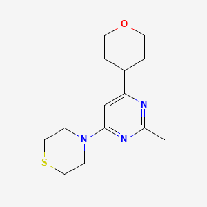 4-[2-Methyl-6-(oxan-4-yl)pyrimidin-4-yl]thiomorpholine