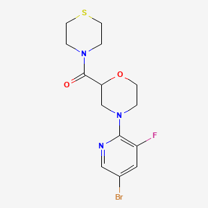 molecular formula C14H17BrFN3O2S B12228847 4-(5-Bromo-3-fluoropyridin-2-yl)-2-(thiomorpholine-4-carbonyl)morpholine 