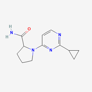 molecular formula C12H16N4O B12228850 1-(2-Cyclopropylpyrimidin-4-yl)pyrrolidine-2-carboxamide 