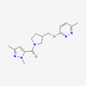 3-{[1-(1,3-dimethyl-1H-pyrazole-5-carbonyl)pyrrolidin-3-yl]methoxy}-6-methylpyridazine