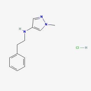 molecular formula C12H16ClN3 B12228924 1-methyl-N-(2-phenylethyl)pyrazol-4-amine;hydrochloride 