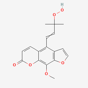 molecular formula C17H16O6 B1222902 4-(3-Hydroperoxy-3-methylbut-1-enyl)-9-methoxyfuro[3,2-g]chromen-7-one 