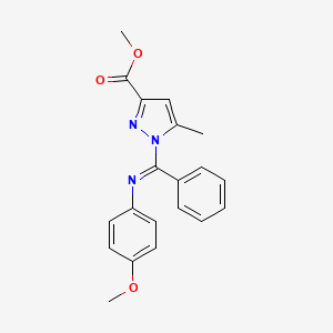 molecular formula C20H19N3O3 B1222909 1-(N-(4-Methoxyphenyl)benzimidoyl)-5-methyl-3-pyrazolecarboxylate CAS No. 36664-33-2