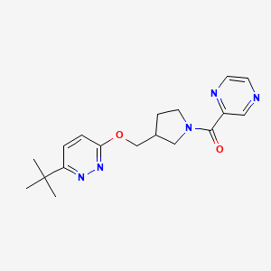 molecular formula C18H23N5O2 B12229112 3-Tert-butyl-6-{[1-(pyrazine-2-carbonyl)pyrrolidin-3-yl]methoxy}pyridazine 