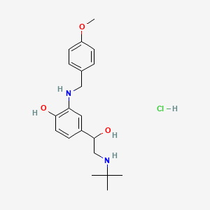 molecular formula C20H29ClN2O3 B1222915 Benzenemethanol, a-[[(1,1-dimethylethyl)amino]methyl]-4-hydroxy-3-[[(4-methoxyphenyl)methyl]amino]-,hydrochloride (1:1) CAS No. 60853-38-5