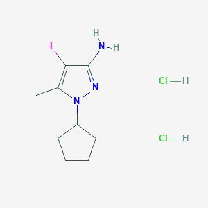 1-Cyclopentyl-4-iodo-5-methylpyrazol-3-amine;dihydrochloride