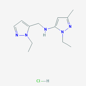 molecular formula C12H20ClN5 B12229232 2-ethyl-N-[(2-ethylpyrazol-3-yl)methyl]-5-methylpyrazol-3-amine;hydrochloride 