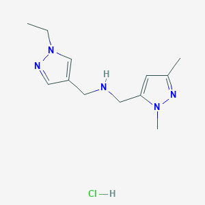 molecular formula C12H20ClN5 B12229248 1-(1,3-dimethyl-1H-pyrazol-5-yl)-N-[(1-ethyl-1H-pyrazol-4-yl)methyl]methanamine 