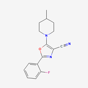 molecular formula C16H16FN3O B1222931 2-(2-Fluorophenyl)-5-(4-methylpiperidin-1-yl)-1,3-oxazole-4-carbonitrile 
