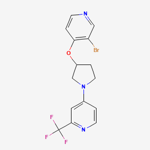 molecular formula C15H13BrF3N3O B12229316 4-{3-[(3-Bromopyridin-4-yl)oxy]pyrrolidin-1-yl}-2-(trifluoromethyl)pyridine 